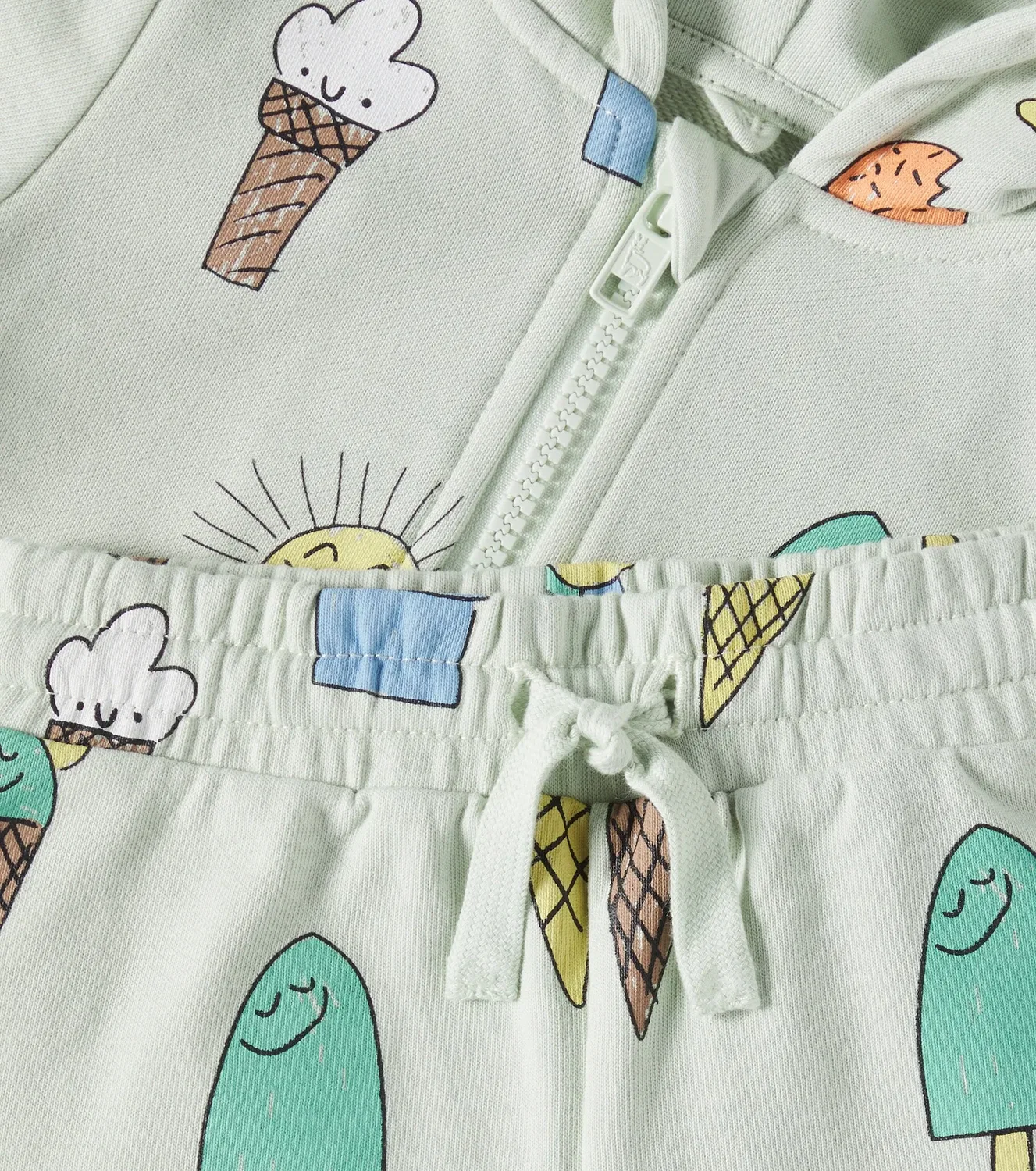 Комплект из флисового свитшота и шорт с принтом для малышей Stella Mccartney Kids, зеленый — фото 3