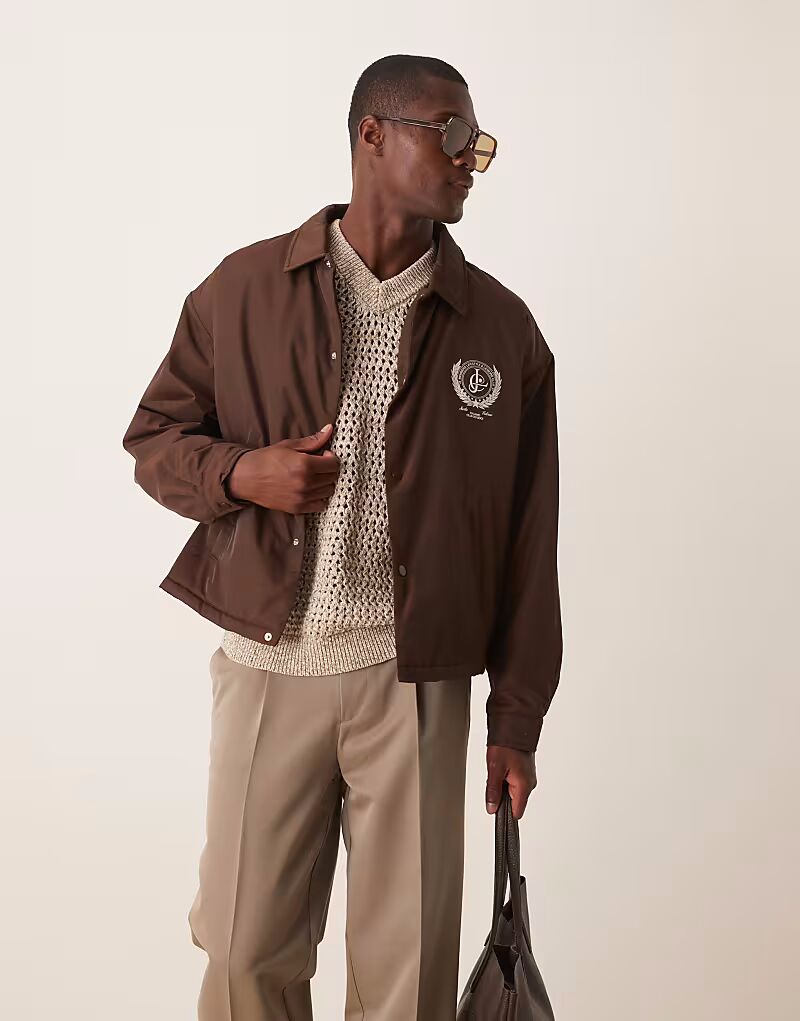 

Свободная куртка свободного кроя ASOS DESIGN коричневого цвета