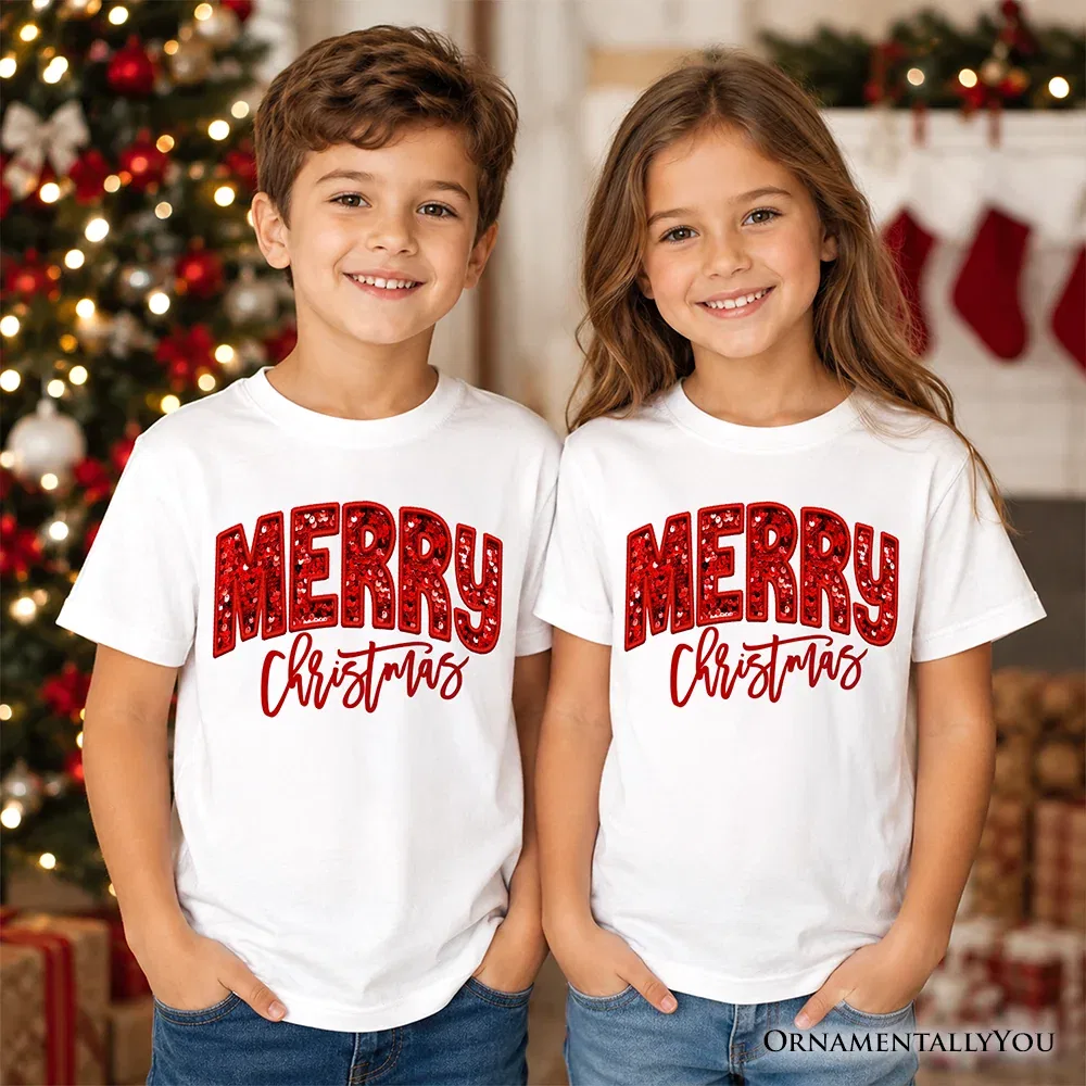Детская футболка для мальчиков с праздничным принтом Merry Christmas Youth T-Shirt OrnamentallyYou, White — фото 4