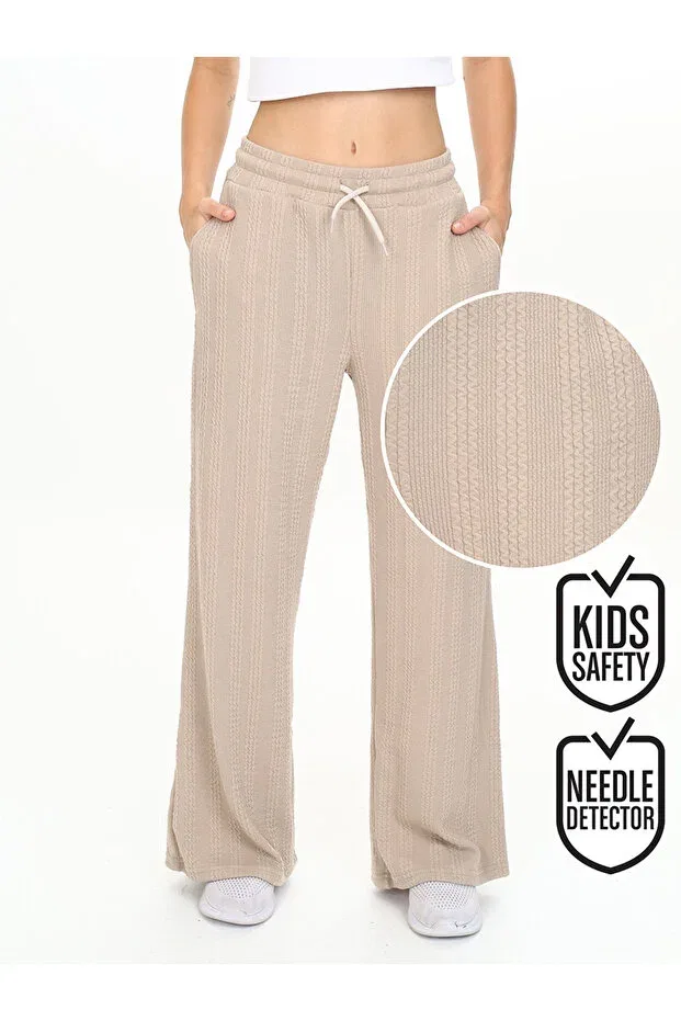 Детские спортивные штаны для девочек с широкой штаниной Basics Denokids, Beige