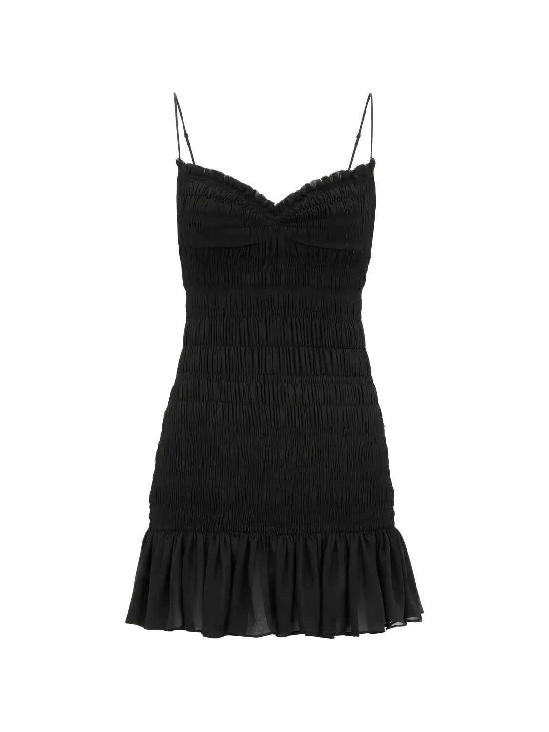 Платье мини с оборками Saint Laurent, черный