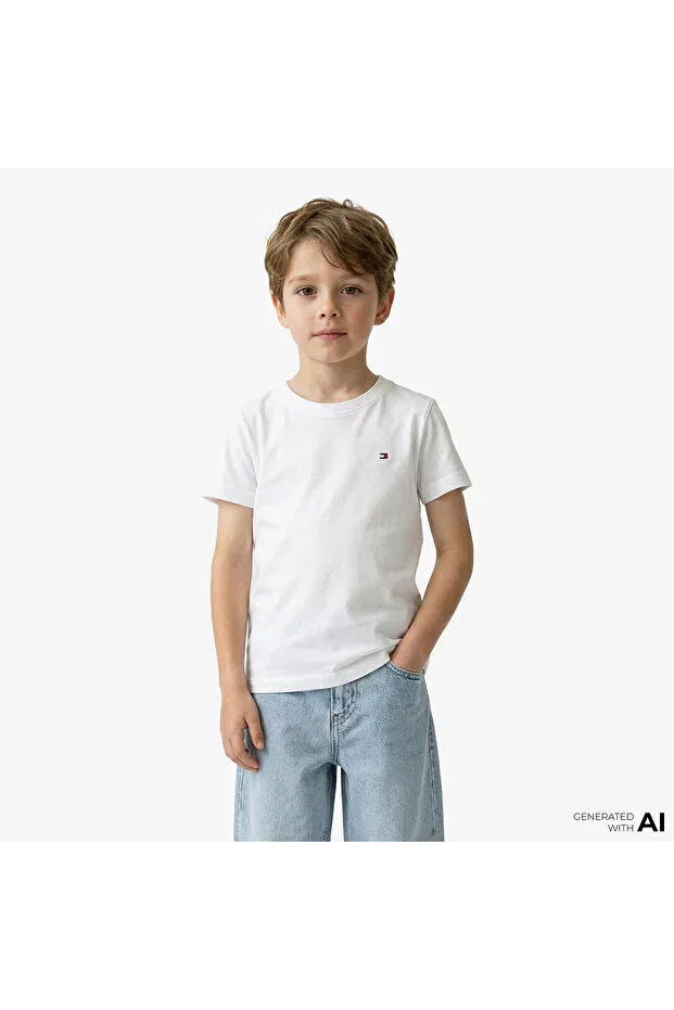 Детская футболка для девочек хлопковая Signature Ess Kids Tommy Hilfiger, White
