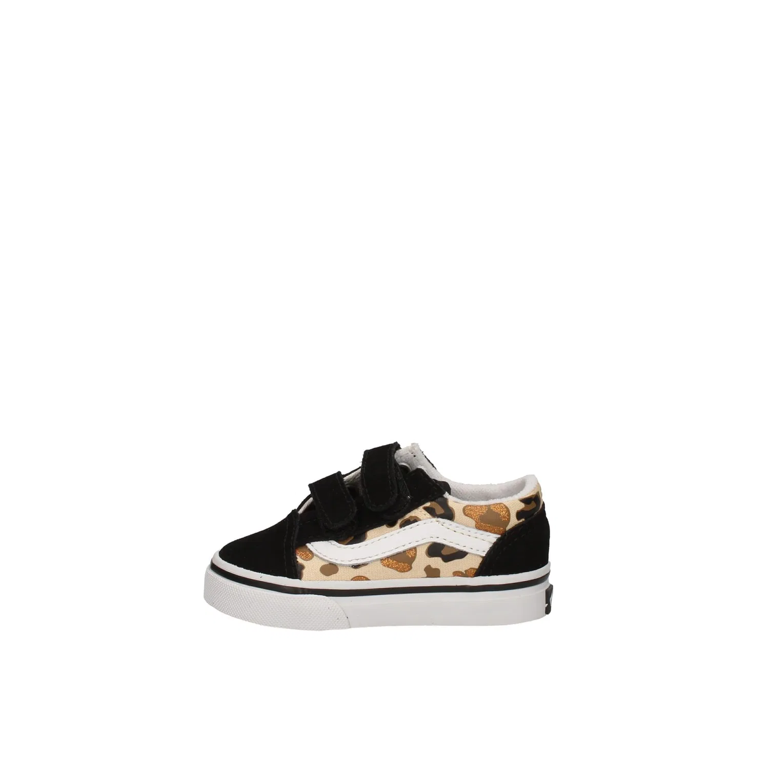 Детские кроссовки для девочек с принтом Old Skool V Vans, Leopard Glitter Black Brown