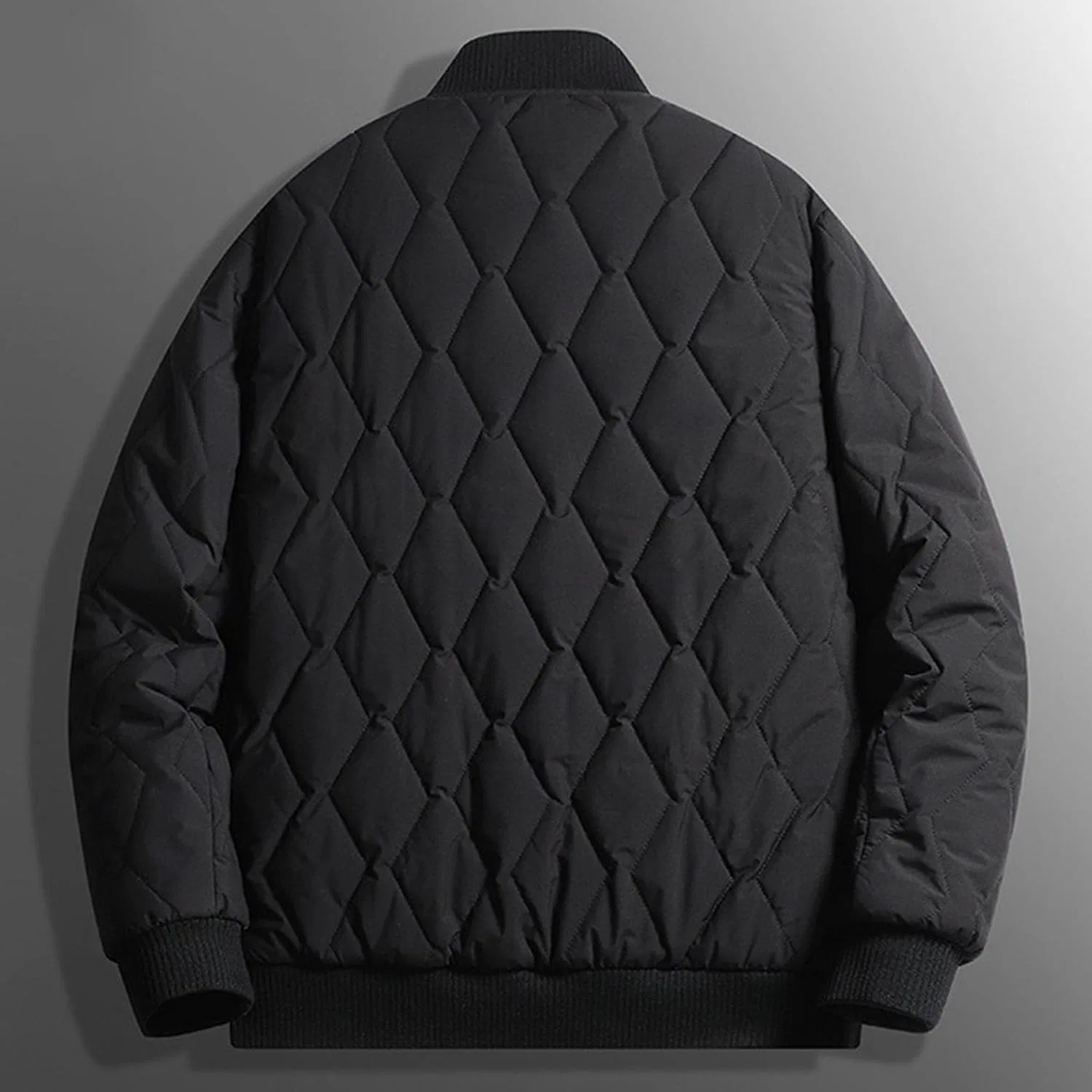 Мужская куртка-бомбер на молнии с флисом, модель Varsity, чёрный — фото 3