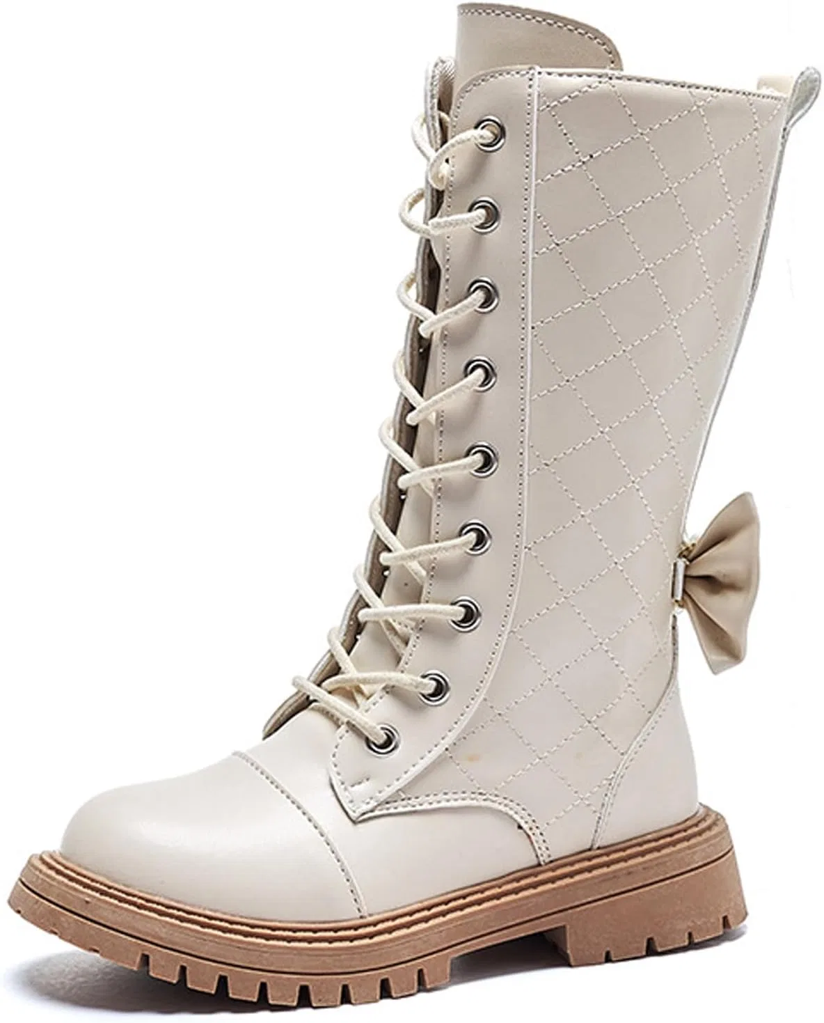 Детские кожаные ботинки на шнуровке с молнией GHIBHNA, Beige