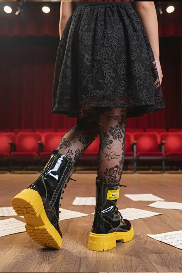 Детские ботинки для девочек ортопедические Bouis, Black Yellow — фото 4