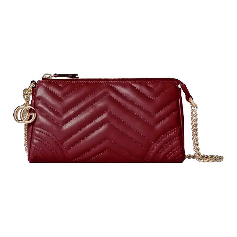 

GUCCI Маленькая кожаная сумка GG Marmont через плечо женская красная