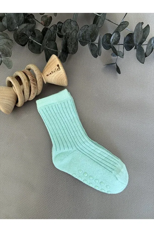 Детские носки для новорожденных с рисунком Bamboo Corded Baby Socks Mintirik, Green Wick
