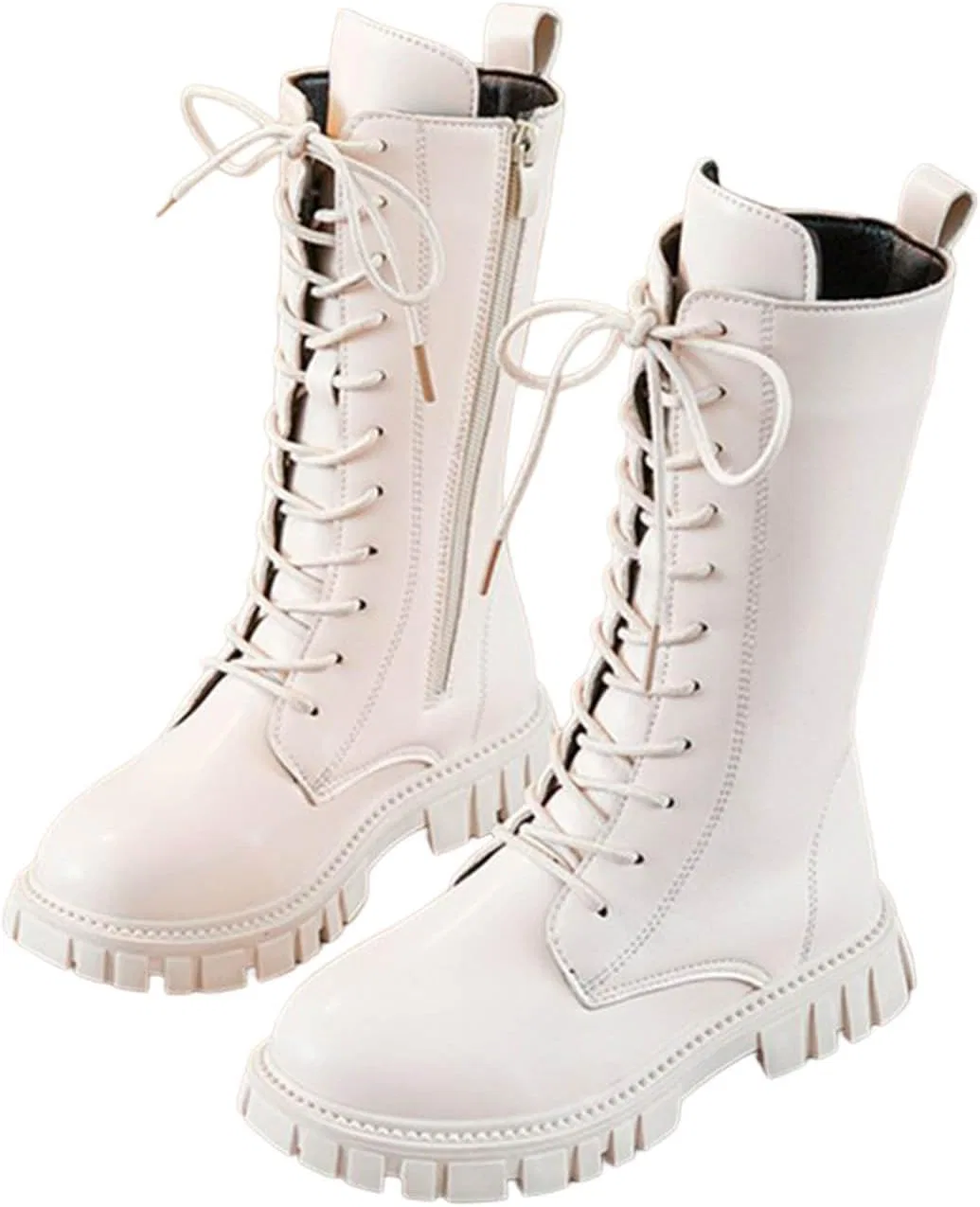 Детские ботинки для девочек с принтом на шнуровке Cowboy Platform Round Toe, Aa White