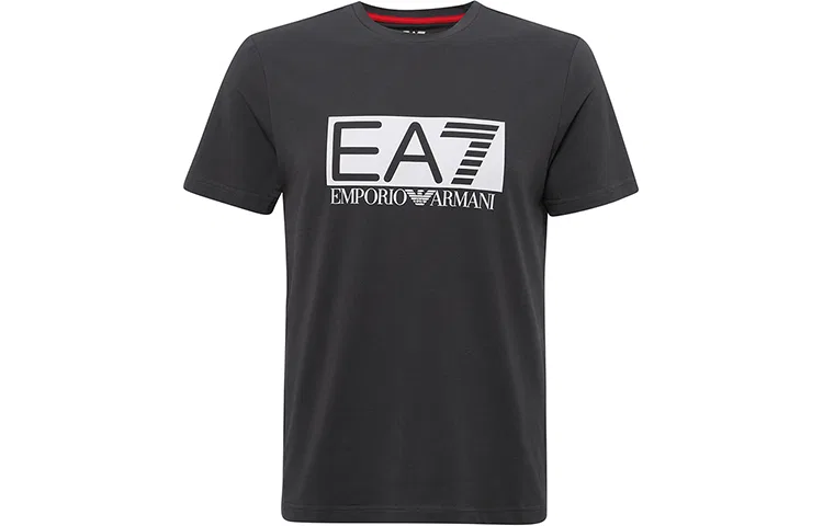 Мужская футболка с круглым вырезом прямого кроя EMPORIO ARMANI, Dark Gray