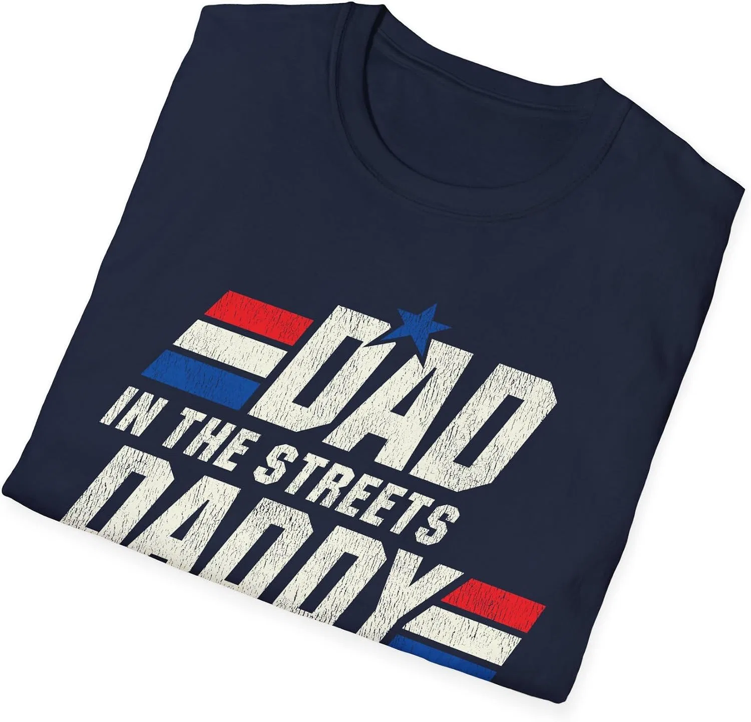 Мужская футболка с принтом Dad in The Streets Daddy in The Sheets, тёмно-синий — фото 4