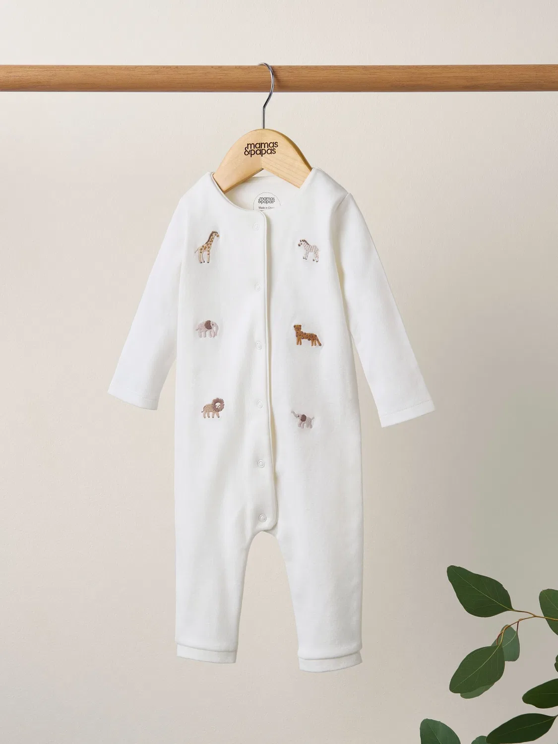 Ромпер Mamas & Papas Safari с вышивкой, кремовый