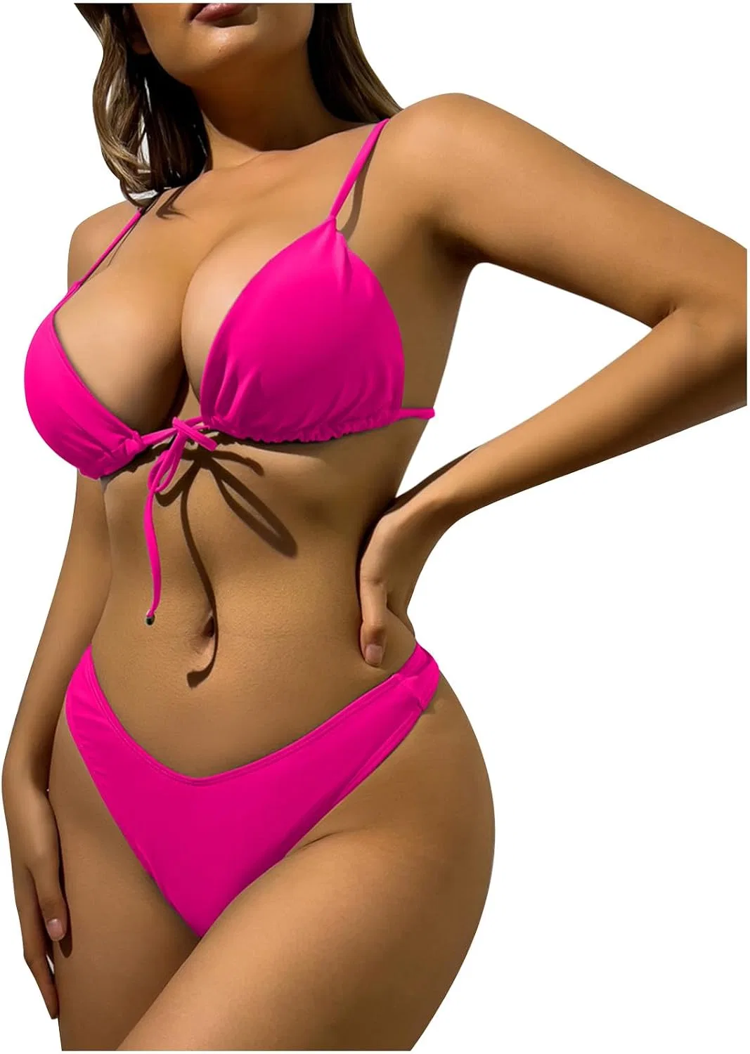 Женский купальник бикини с высокой талией, Hot Pink