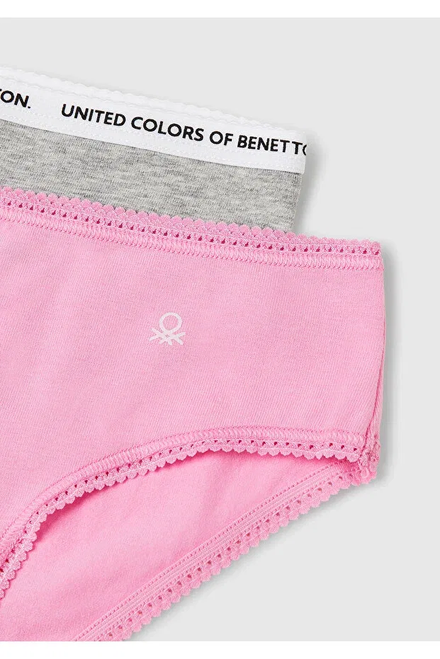 Детский комплект трусов для девочек с принтом 2-piece panties set United Colors Of Benetton, Pink — фото 3