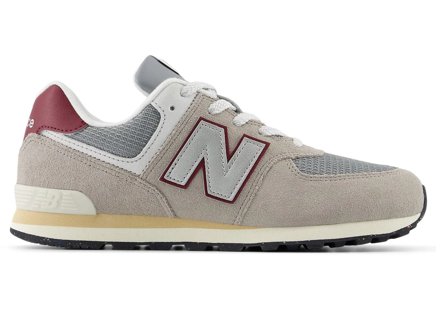 Детские кроссовки для мальчиков на шнуровке New Balance 574 Lace, Arid Stone/Monarch Burgundy