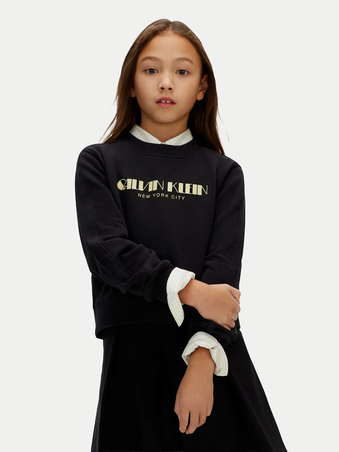 Толстовка стандартного кроя для девочки Calvin Klein Jeans, черный — фото 4