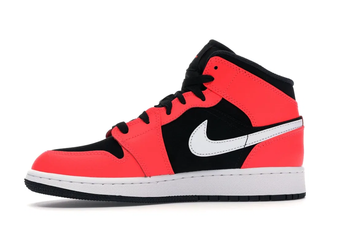 Детские кроссовки для мальчиков с ярким цветом Jordan 1 Mid Jordan, Black/White-Infrared 23 — фото 3