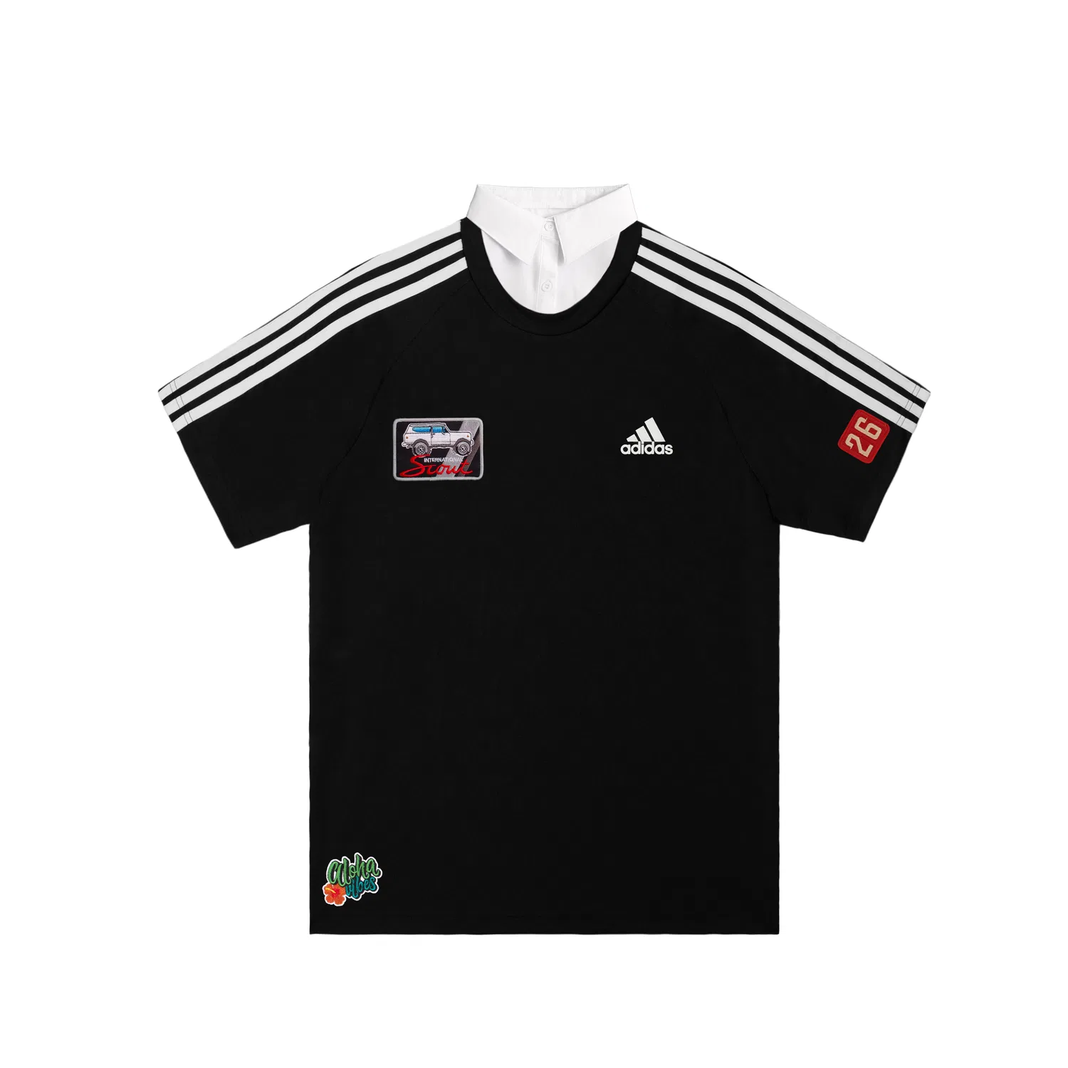 Мужская футболка с воротником с принтом Adidas, Black