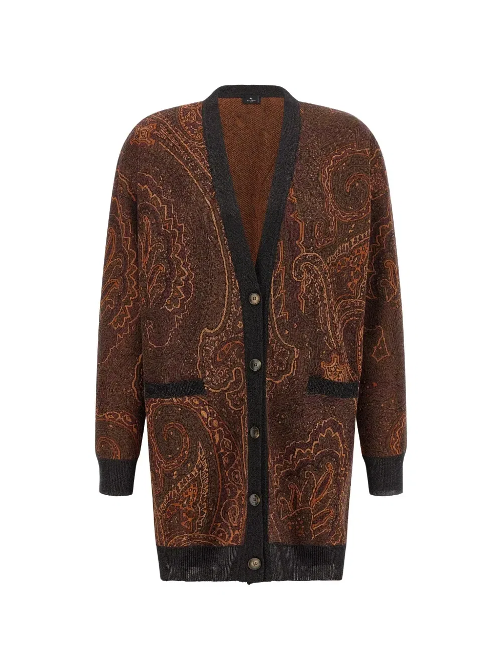 Жаккардовый кардиган с узором пейсли ETRO, коричневый