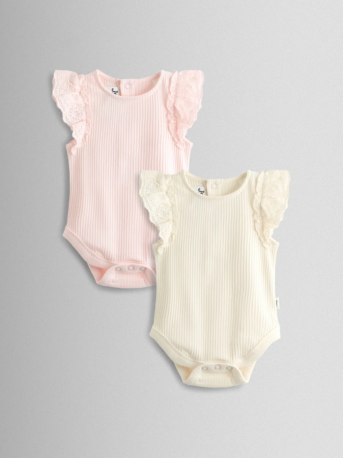 Боди с кружевными рукавами, 2 шт. Jojo Maman Bébé, розовый и кремовый