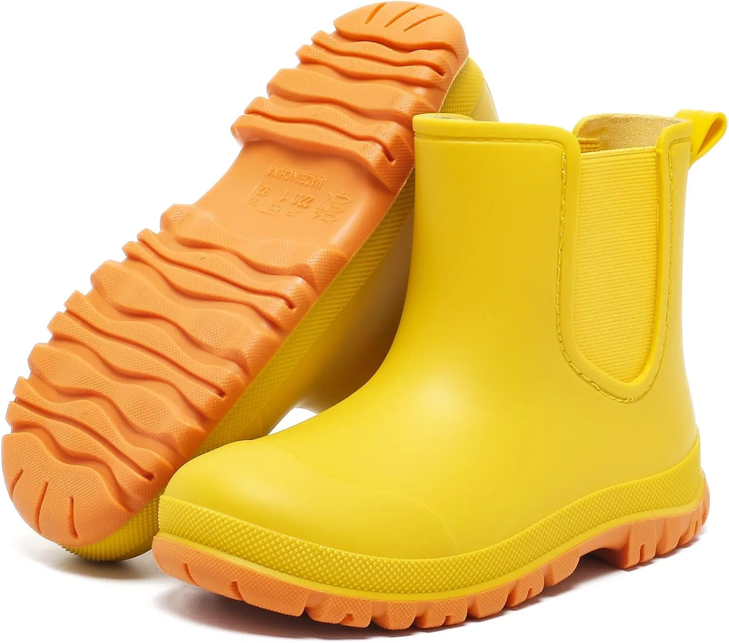 Детские резиновые сапоги для девочек и мальчиков с принтом Pelbiuqik, Yellow-Orange