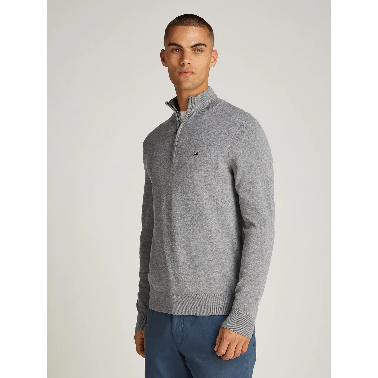 Мужской джемпер-гольф с воротником-стойкой Tommy Hilfiger, Medium Grey Heather — фото 2
