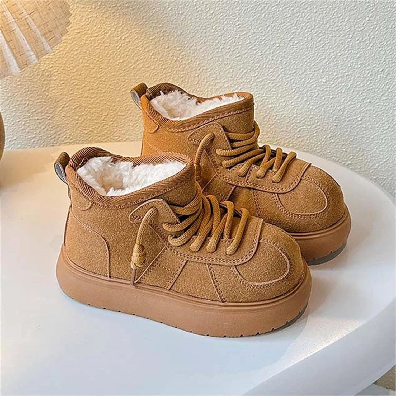 Детские зимние ботинки на шнуровке с мехом Zzalalana, Khaki — фото 3