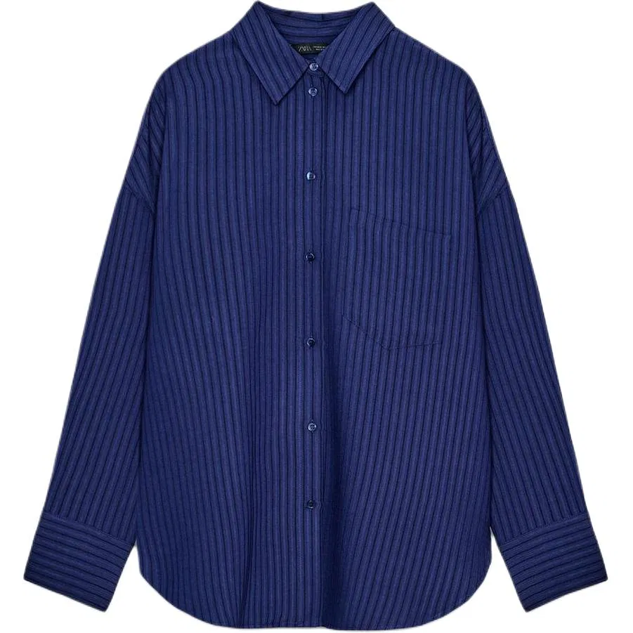 Женская рубашка с лацканами ZW Shirts Sea Blue ZARA, Sea Blue