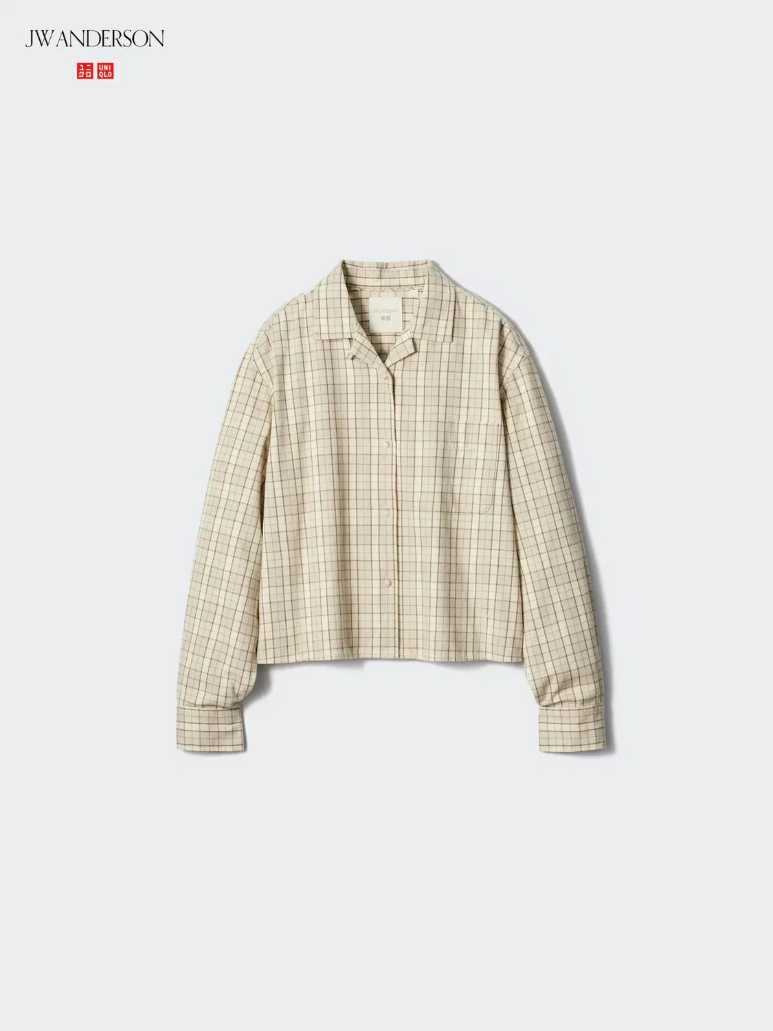 Рубашка фланелевая Uniqlo, свободный крой, бежевый — фото 3