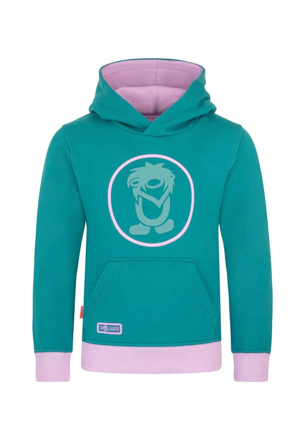 Детский свитер с троллем, унисекс - худи Trollkids, Ocean Green/Light Violet/Dusty Teal