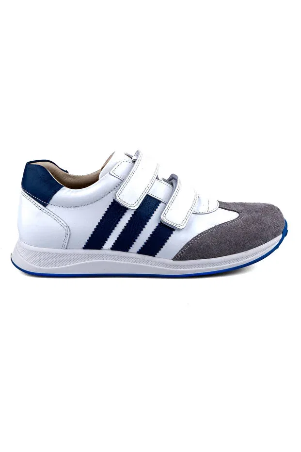 Детские туфли для девочек кожаные Ortoplus, White - Navy Blue
