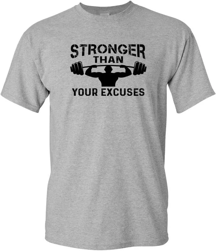 Футболка с принтом Stronger Than Your Excuses Regular Fit Generic, Ash