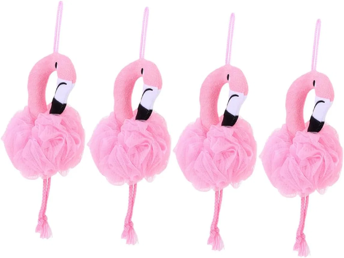 Мочалки для ванны 4 шт, Flamingo, MUSISALY, 26x12x9 см, Розовый