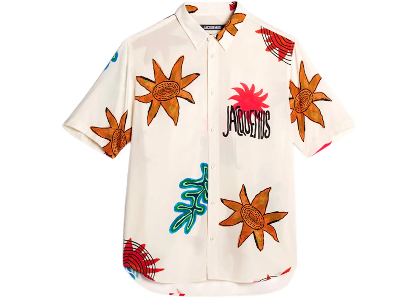 Мужская рубашка с коротким рукавом с принтом Jacquemus, Print Beige Arty Sun