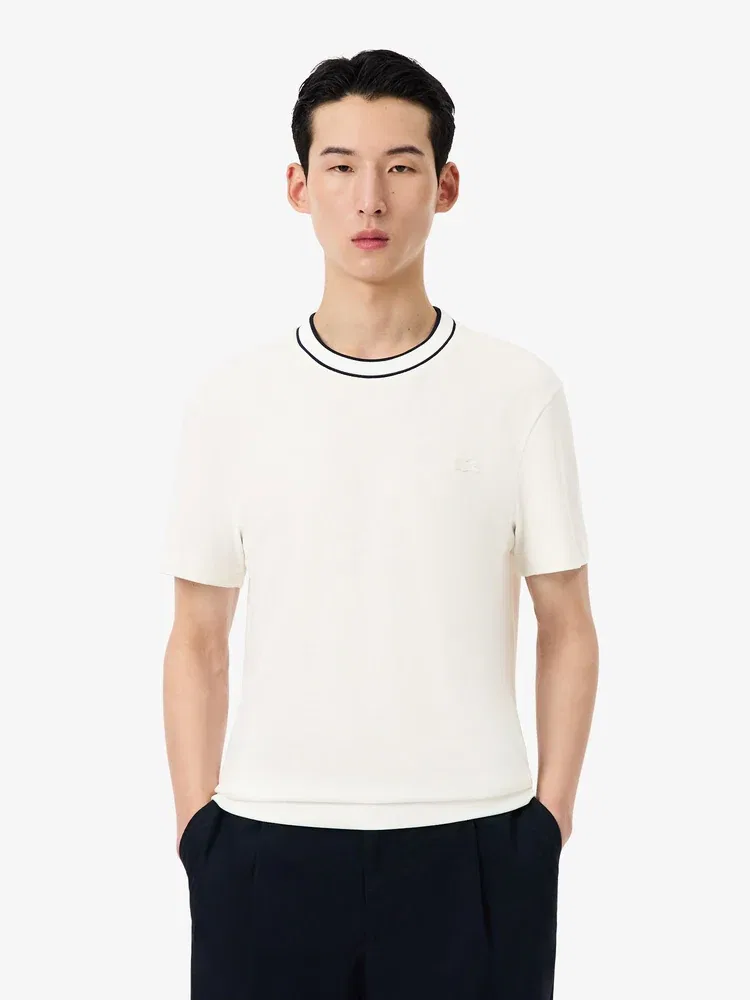 Футболка поло Lacoste TH1004, с контрастной отделкой, белый
