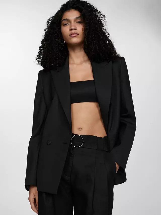 

Шорты Mango Samari Linen Belted, черный