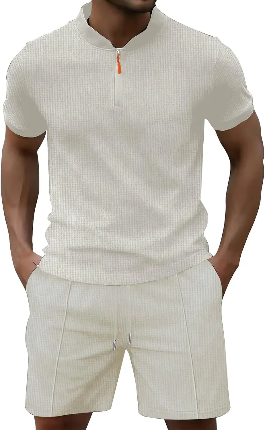 Спортивный костюм из футболки поло и шорт, Beige