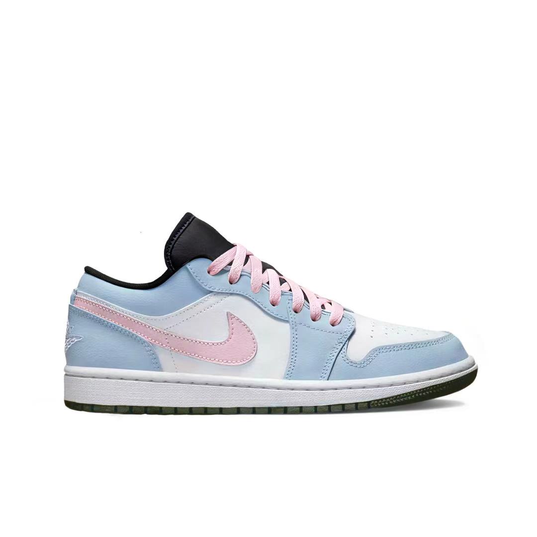 Jordan Air 1 LOW Slip Resistant, Abrasion Resistant, Breathable низкие детские баскетбольные кроссовки Light Blue — фото 4