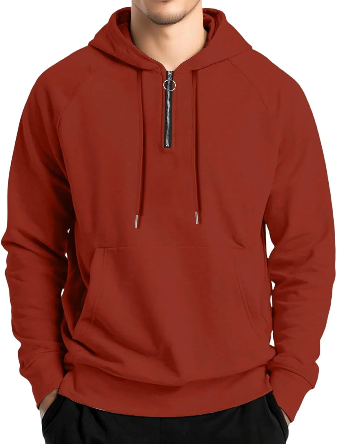 

GOFULY худи с четвертью молнией для мужчин, утепленный флисовый свитшот с кенгуру карманом