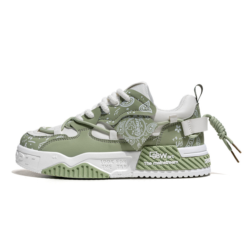 

M.M Party Скользоустойчивые водонепроницаемые балансные низкие скейтерские кроссовки мужские бело-зеленые, цвет White Green