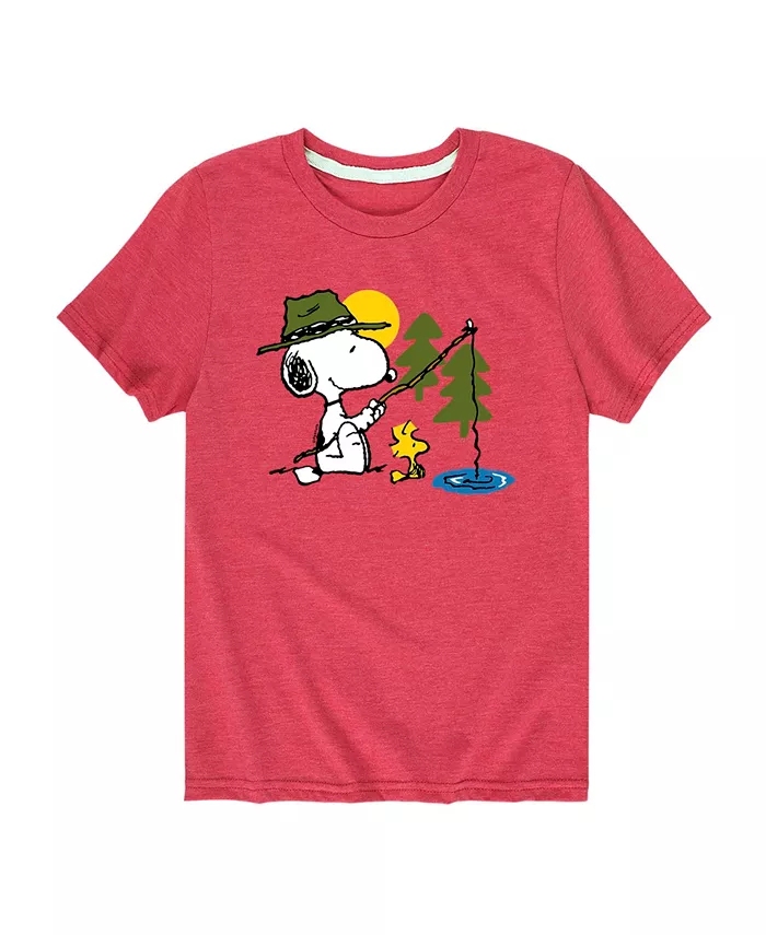 

Футболка с принтом "Snoopy Fishing" для мальчиков старшего возраста Peanuts, красный