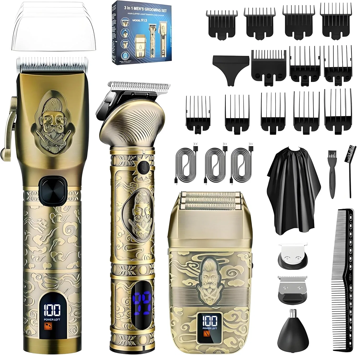 Набор для стрижки волос и бороды от Professional Kuxssul, Gold