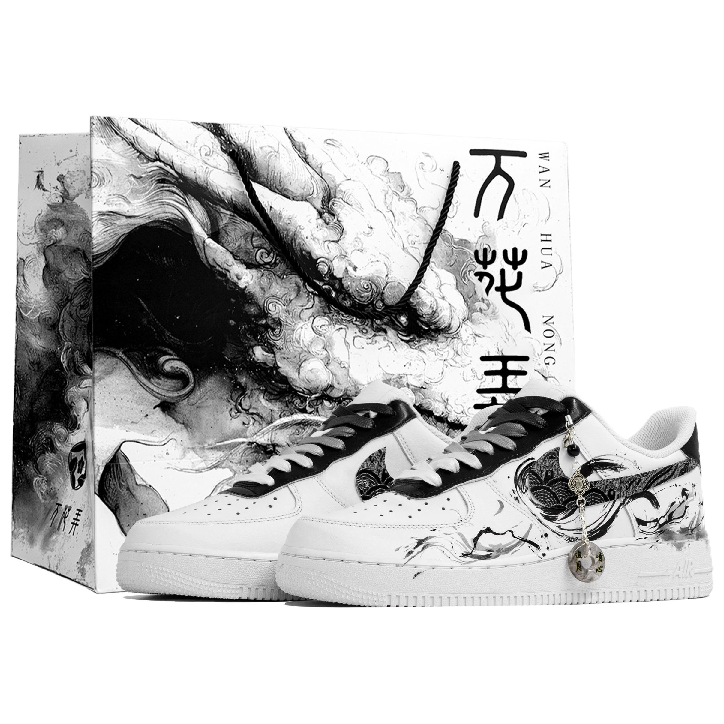 

Nike Кроссовки Air Force 1 Myriad Flowers, Dark Ink Kite, Shopping Bag Abrasion Resistant Low top Skateboard Shoes