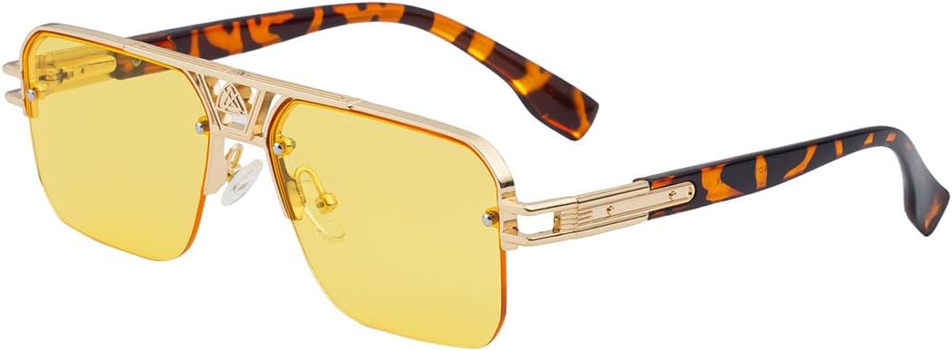 

Мужские винтажные солнцезащитные очки, полуметаллическая оправа, защита от УФ-излучения UV400, ретро-стиль, идеально подходят для ежедневных поездок на работу и вождения GDKPJDT, 6