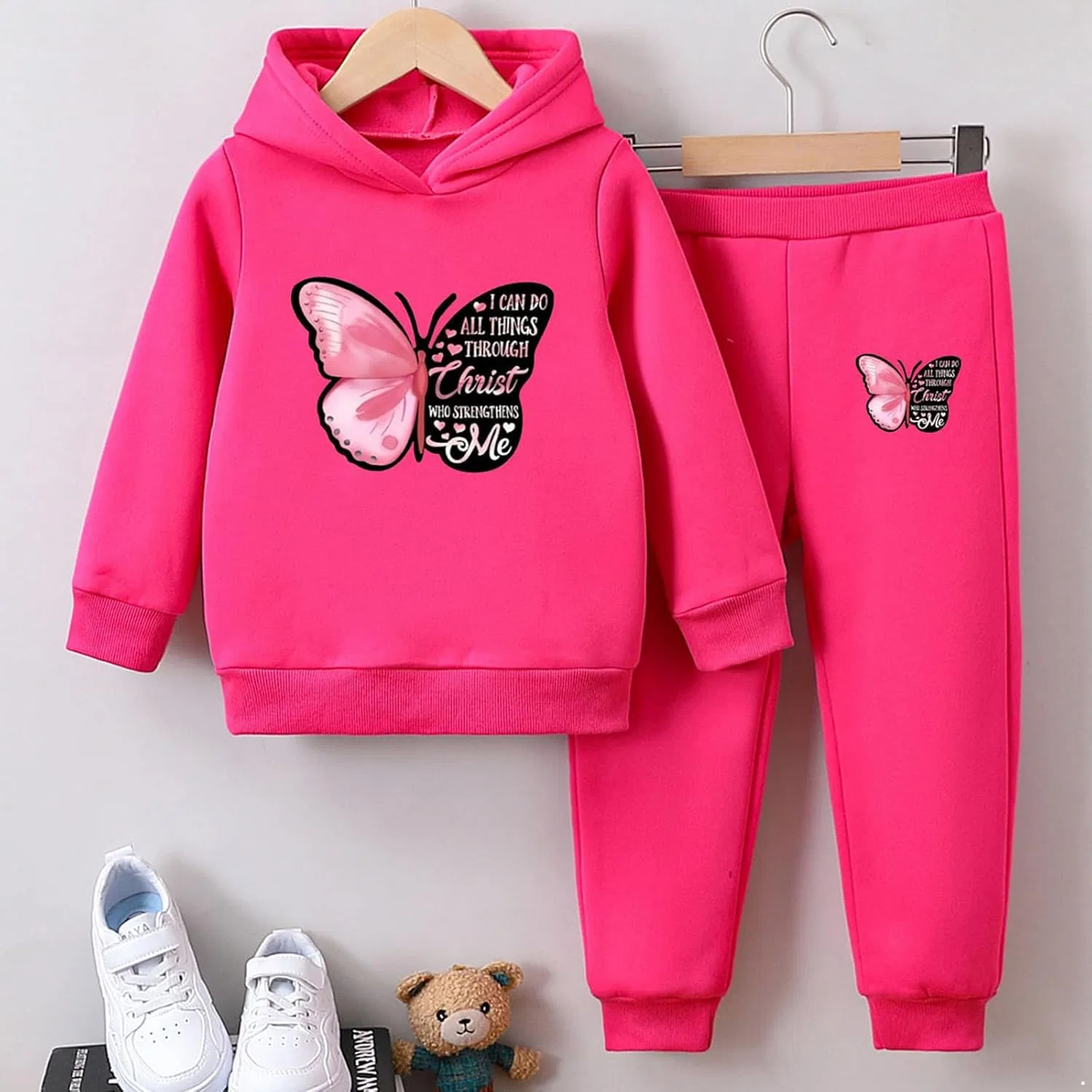 Детский спортивный костюм с принтом бабочки JEATHA, Hot Pink — фото 2