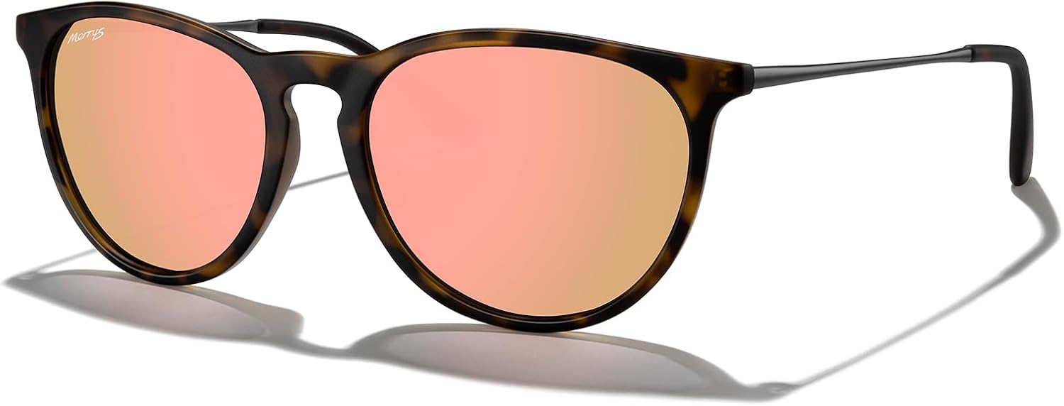 

Винтажные поляризованные солнцезащитные очки MERRY'S для женщин и мужчин, ретро-стиль, круглые зеркальные линзы, защита от ультрафиолета UV400, Matte Leopard Frame/Pink Mirror Lens/Grey Legs