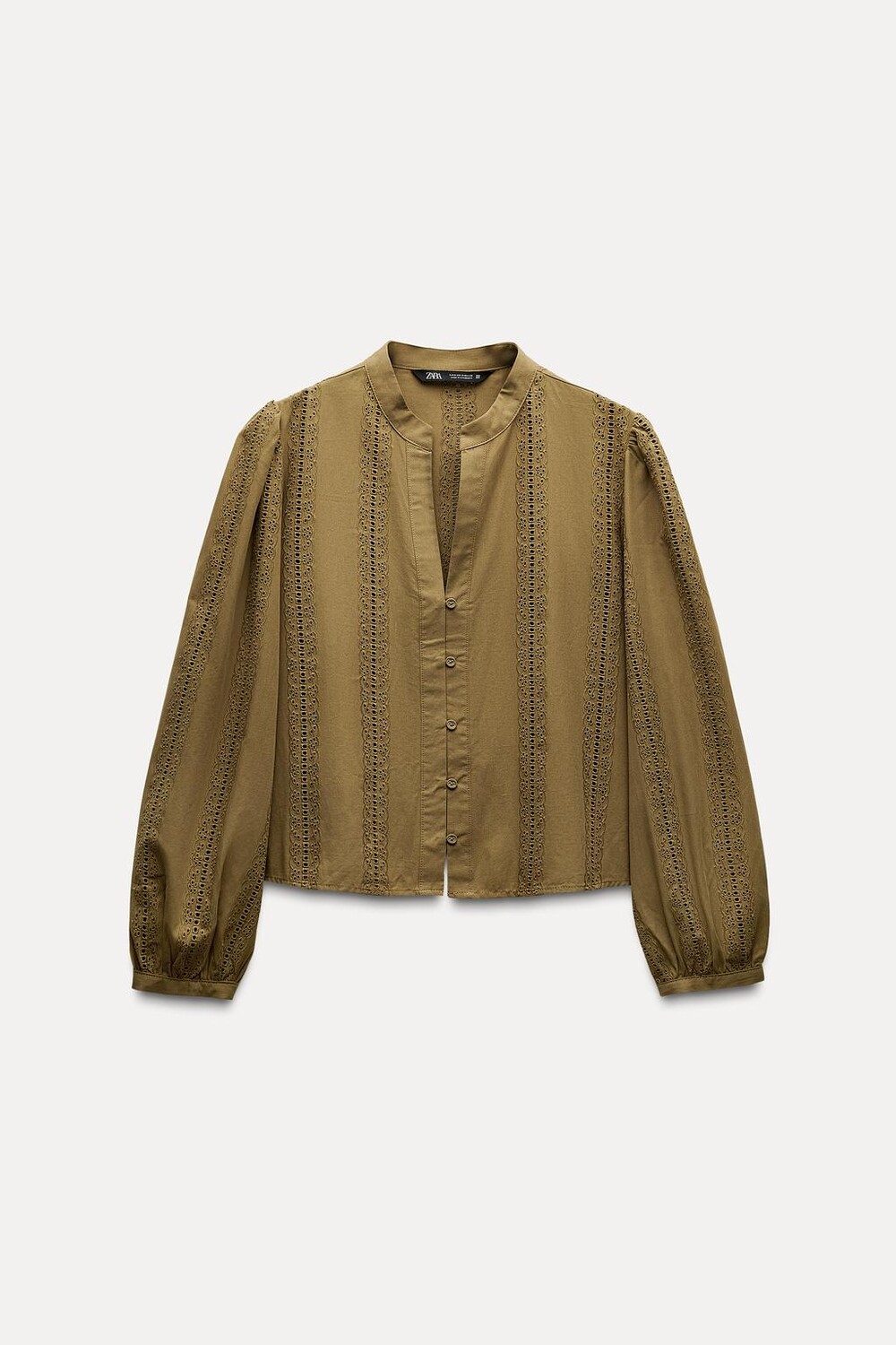 

Вышитая рубашка ZARA, оливково-зеленый