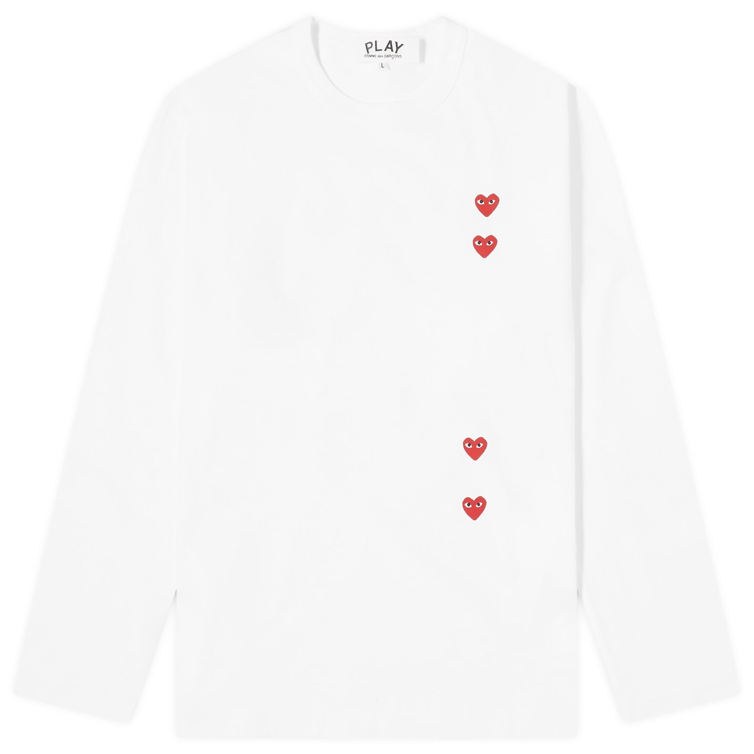 

Лонгслив Comme Des Garçons Play Long Sleeve 4 Heart T-Shirt, белый