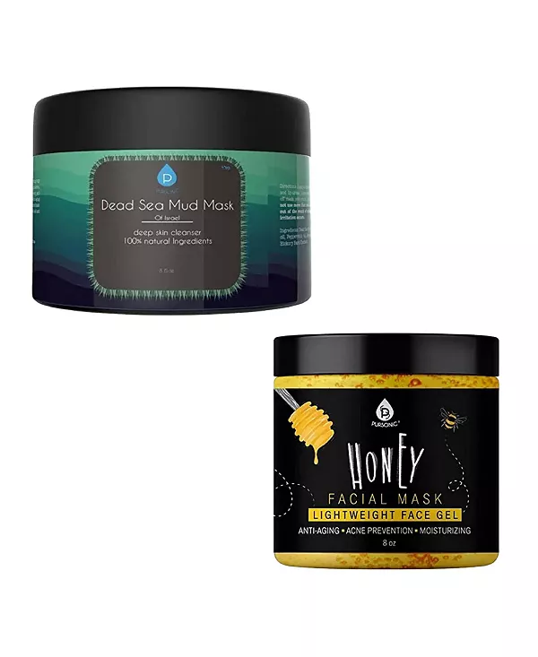 

Лучший набор масок для детоксикации и увлажнения кожи: маска с грязью Мертвого моря и медовая маска для лица Pursonic, black