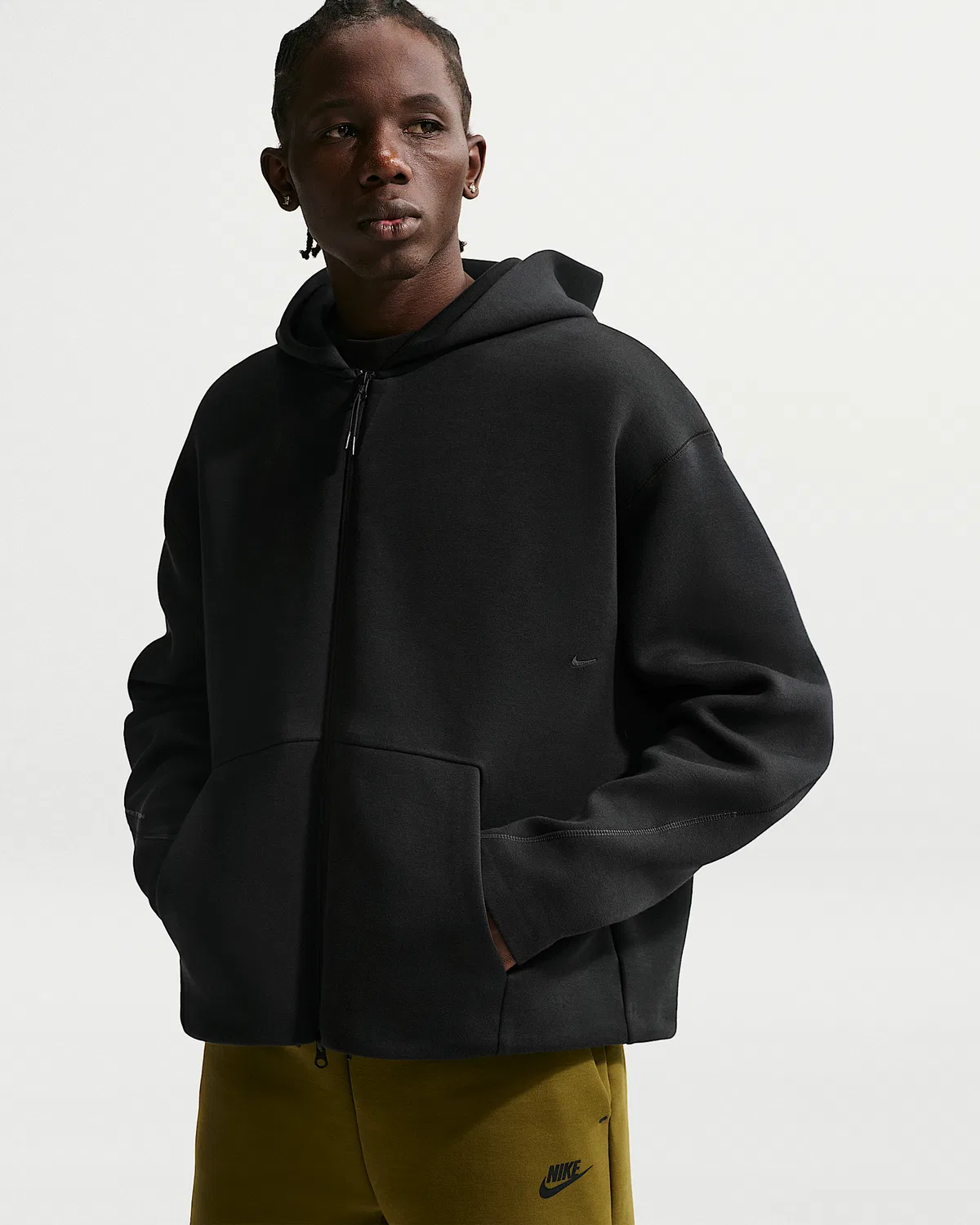Мужская флисовая худи на молнии Nike Tech, Black/Black